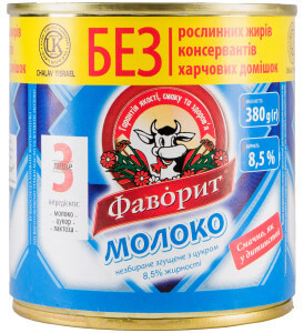 Згущене молоко ТМ "Фаворит" 8,5% жиру 380 г